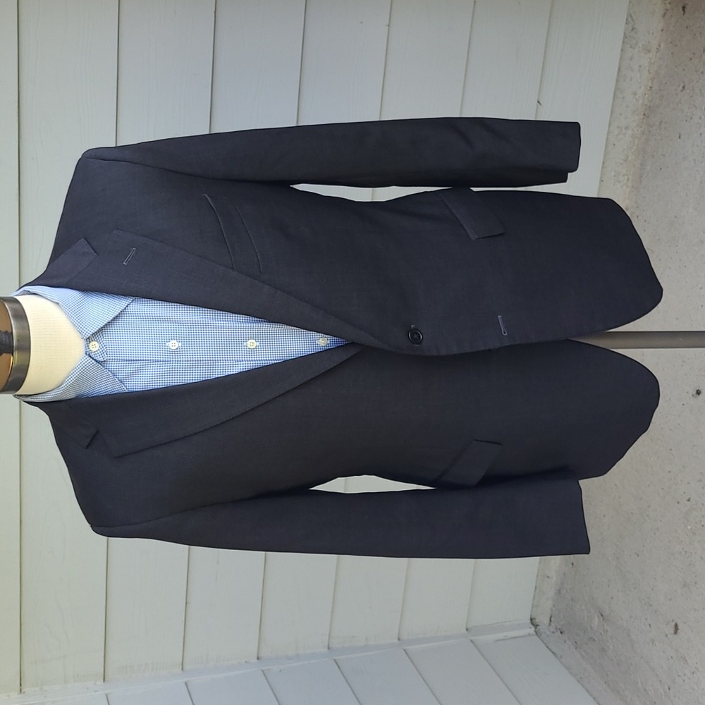 BROOKS BROTHERS Fitzgerald Dark Grey Solid Wool Estrato USA Mens 40 R Sport Coat